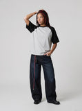 DAXUEN Color-blocked raglan t-shirt with short sleeves — model photo