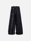 DAXUEN black and dark grey color-blocked wide-leg trousers