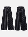 DAXUEN black and dark grey color-blocked wide-leg trousers