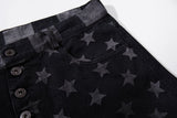 DAXUEN black and dark grey color-blocked wide-leg trousers
