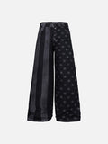 DAXUEN black and dark grey color-blocked wide-leg trousers