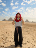 DAXUEN Color Contrast V-Neck T-Shirt — model photo