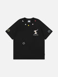 DAXUEN Embroidered short-sleeved t-shirt with colorful buttons