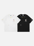 DAXUEN Embroidered short-sleeved t-shirt with colorful buttons