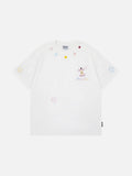 DAXUEN Embroidered short-sleeved t-shirt with colorful buttons