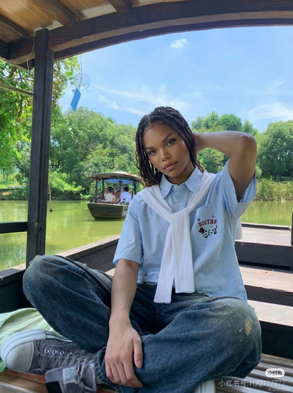 DAXUEN Color Splash Button-Up Shirt | DAXUEN — model photo