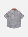 DAXUEN Colorful plaid short-sleeved button-up shirt with embroidery