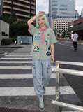 DAXUEN Colorful Cartoon Plaid Button-Up Shirt | DAXUEN — model photo