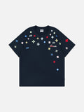 DAXUEN Colorful graphic oversized T-shirt with clover and star designs