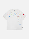 DAXUEN Colorful graphic oversized T-shirt with clover and star designs