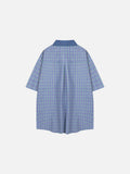 DAXUEN Casual short-sleeved plaid button-up shirt