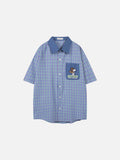 DAXUEN Casual short-sleeved plaid button-up shirt