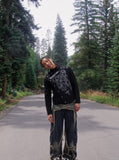 DAXUEN black relaxed jacket with angelic graphic — model photo