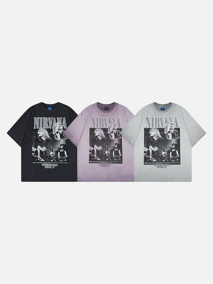 DAXUEN Oversized short-sleeved crew neck t-shirt with concert graphic