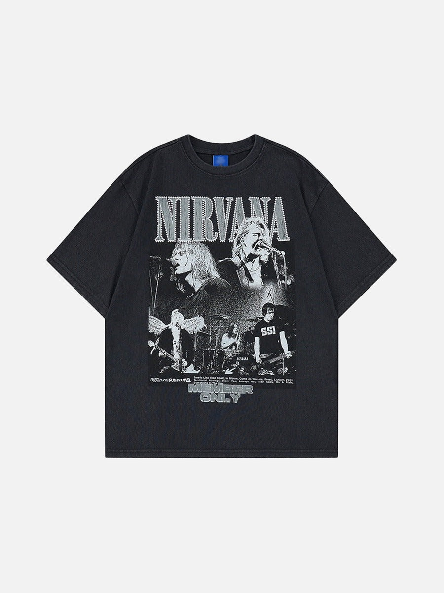 DAXUEN Oversized short-sleeved crew neck t-shirt with concert graphic
