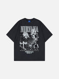DAXUEN Oversized short-sleeved crew neck t-shirt with concert graphic