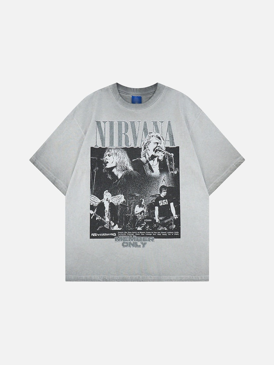 DAXUEN Oversized short-sleeved crew neck t-shirt with concert graphic