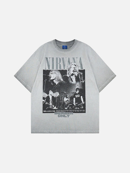 DAXUEN Oversized short-sleeved crew neck t-shirt with concert graphic