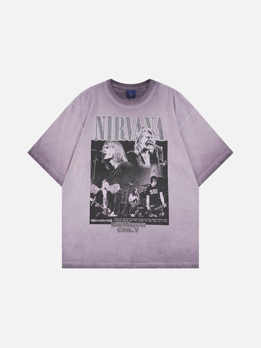 DAXUEN Oversized short-sleeved crew neck t-shirt with concert graphic