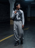 DAXUEN dark grey constellation graphic long-sleeved t-shirt — model photo