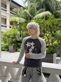 DAXUEN dark grey constellation graphic long-sleeved t-shirt — model photo