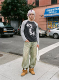 DAXUEN dark grey constellation graphic long-sleeved t-shirt — model photo