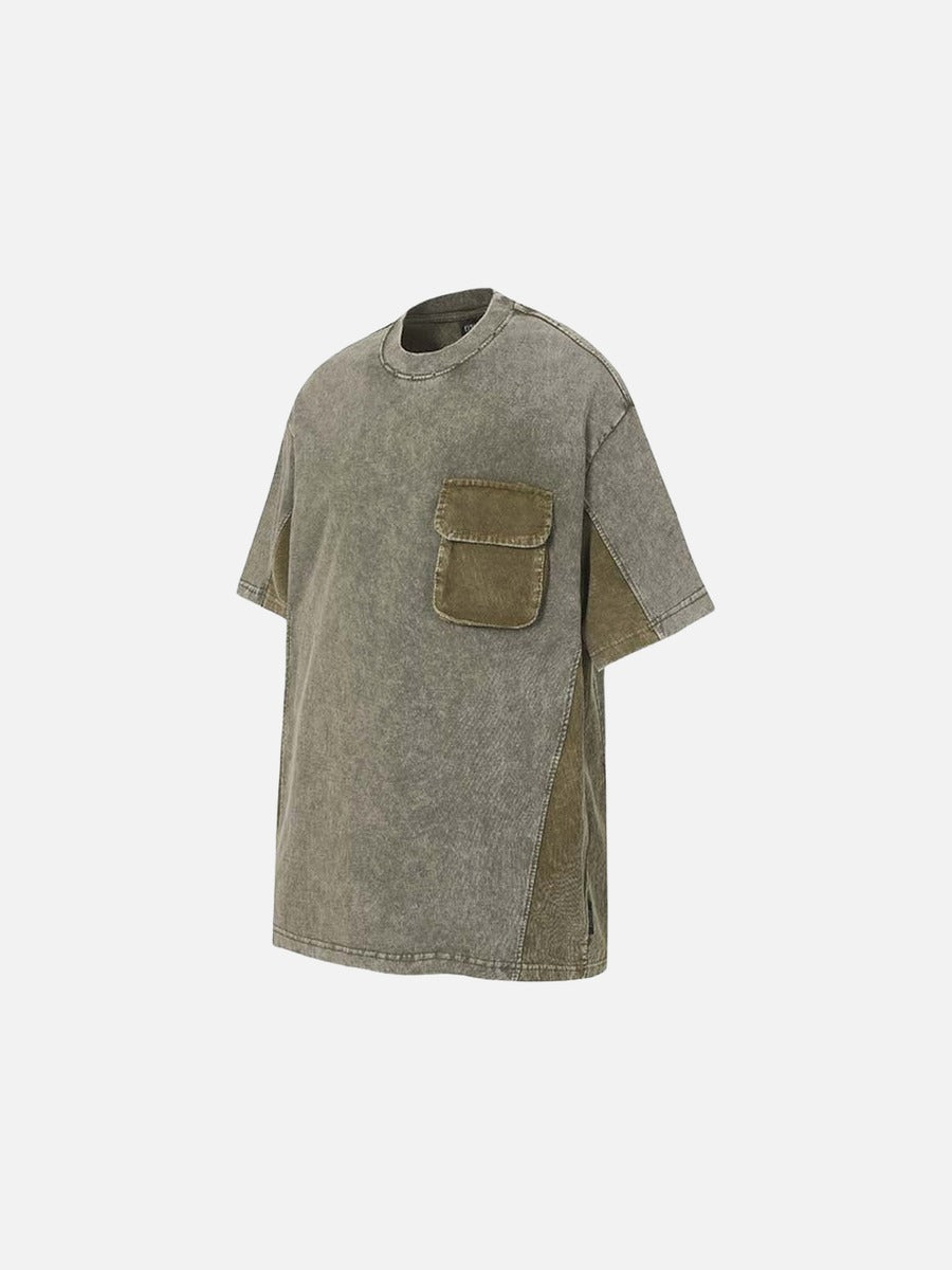 DAXUEN Contrast color block short-sleeved t-shirt
