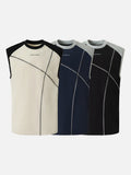 DAXUEN Men's sleeveless top with contrast color panels and geometric stitching