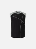 DAXUEN Men's sleeveless top with contrast color panels and geometric stitching