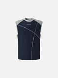 DAXUEN Men's sleeveless top with contrast color panels and geometric stitching