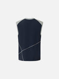 DAXUEN Men's sleeveless top with contrast color panels and geometric stitching
