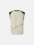 DAXUEN Men's sleeveless top with contrast color panels and geometric stitching