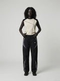 DAXUEN Men's sleeveless top with contrast color panels and geometric stitching — model photo
