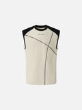 DAXUEN Men's sleeveless top with contrast color panels and geometric stitching