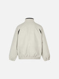 DAXUEN beige and black contrast panel bomber jacket