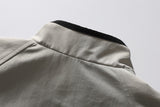 DAXUEN beige and black contrast panel bomber jacket