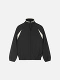 DAXUEN beige and black contrast panel bomber jacket