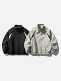DAXUEN beige and black contrast panel bomber jacket