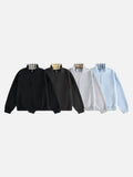 DAXUEN black contrast plaid mock neck zip-up jacket
