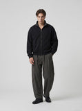 DAXUEN black contrast plaid mock neck zip-up jacket — model photo