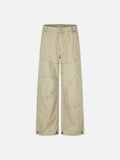 DAXUEN khaki wide-leg contrast-stitched pants