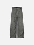 DAXUEN khaki wide-leg contrast-stitched pants