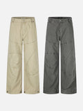 DAXUEN khaki wide-leg contrast-stitched pants