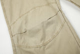 DAXUEN khaki wide-leg contrast-stitched pants