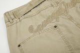 DAXUEN khaki wide-leg contrast-stitched pants