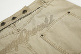 DAXUEN khaki wide-leg contrast-stitched pants