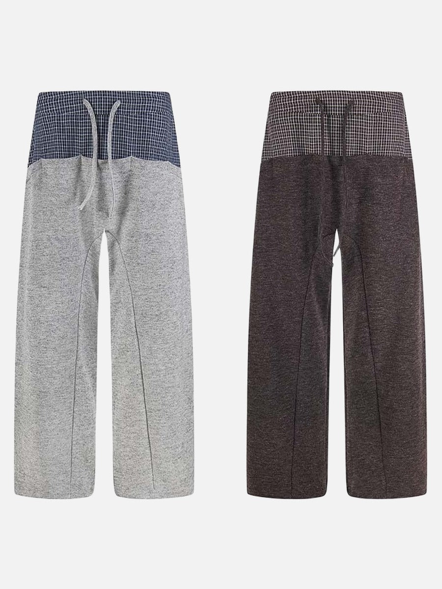 DAXUEN Wide-leg trousers with two-tone design and plaid panel