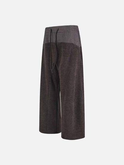 DAXUEN Wide-leg trousers with two-tone design and plaid panel