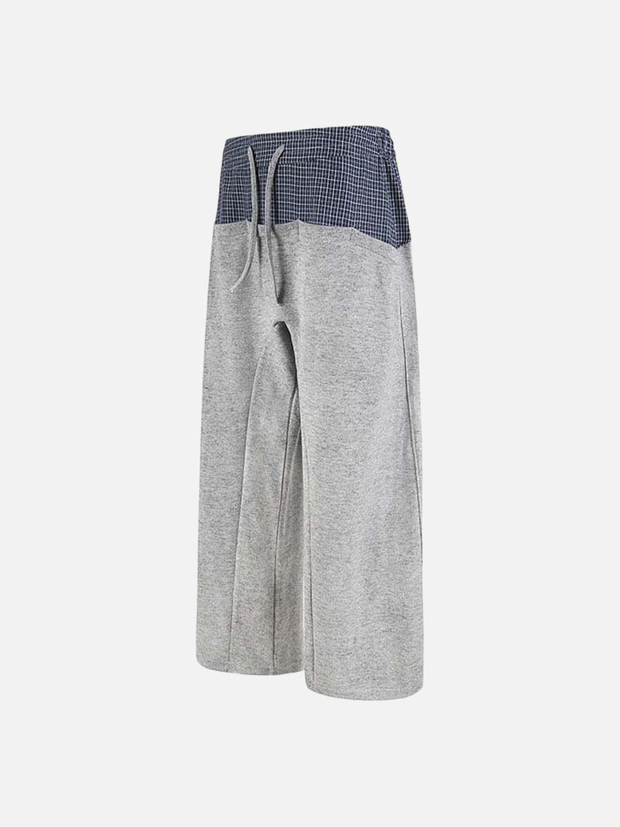 DAXUEN Wide-leg trousers with two-tone design and plaid panel