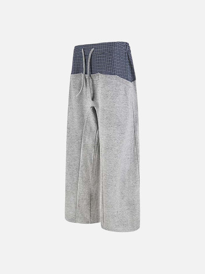 DAXUEN Wide-leg trousers with two-tone design and plaid panel
